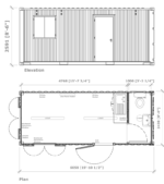 Plan Container Bureau 20 Pieds avec Cuisine et Toilettes